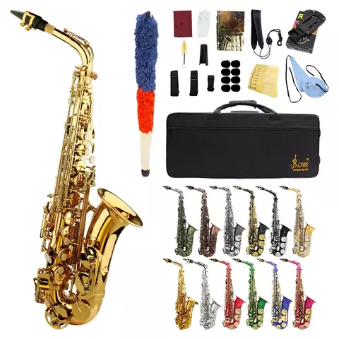 Saxofone Alto SLADE Sib Eb Vermelho Bronze Prata Dourado Envelhecido Verde Preto
