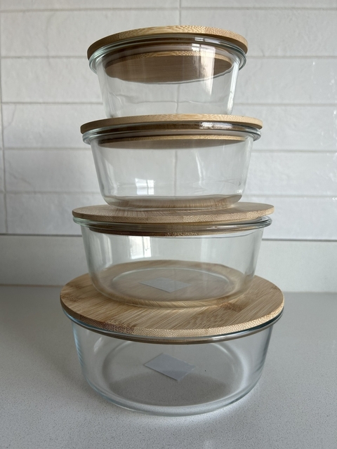 COMBO - Recipiente hermético vidrio - Tapa bamboo