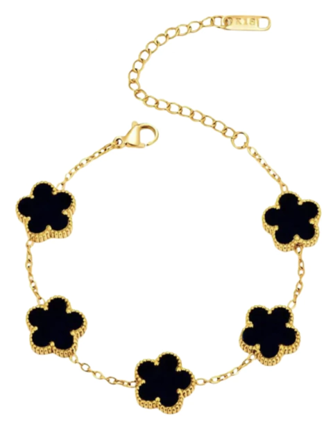 Pulsera Trebol 5 hojas negro - comprar online