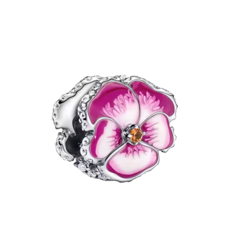 Charm dije flor rosa compatible con pulseras Pandora - comprar online