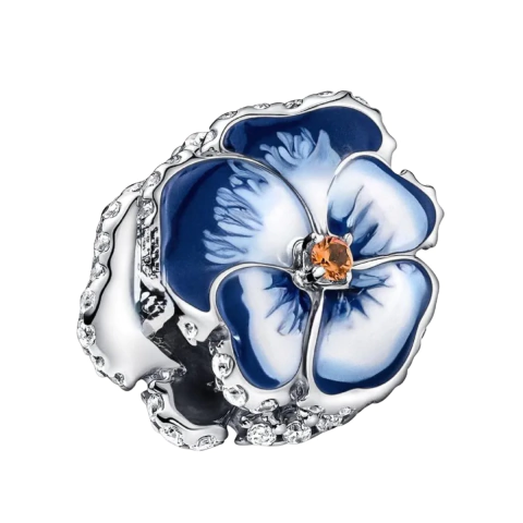 Charm dije flor azul compatible con pulseras Pandora - comprar online