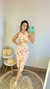 Vestido Midi Estampado Laranja com Fenda - 36 ao 42