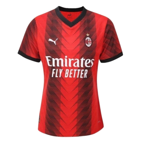 Camisa AC Milan I 23/24 - Torcedor Puma Feminina - Vermelha e preta