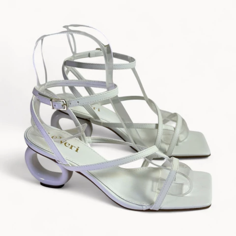 Delhi - Sandália Branca com salto orgânico - comprar online