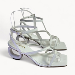Delhi - Sandália Branca com salto orgânico - comprar online