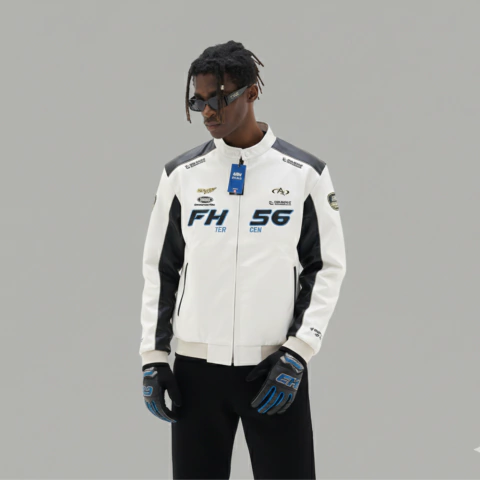Campera racing estilo moto – negro / blanco - comprar online