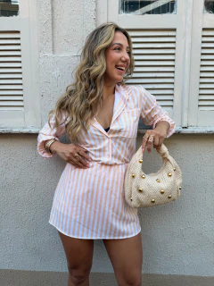 Conj. Listras blusa + short saia pinça Amarelo- 38 - Talu