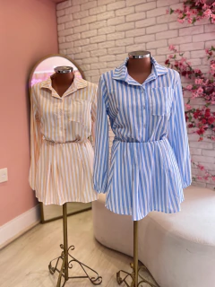 Conj. Listras blusa + short saia pinça Amarelo- 38 - comprar online