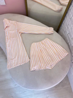 Conj. Listras blusa + short saia pinça Amarelo- 38 na internet
