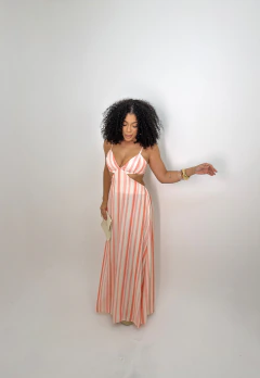 Vestido Longo Recort Listras (36-40) - Talu