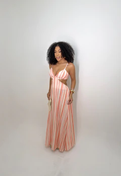 Vestido Longo Recort Listras (36-40)