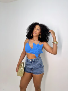Short Jeans Cinto Strass 38 ao 44 (Forma Pequena)
