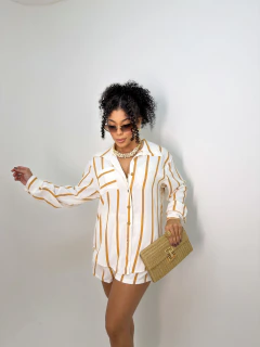 Conj. Beca Listrado Blusa + short Nude (M-38/40 e G-42/44) na internet