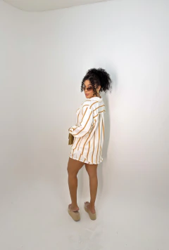 Conj. Beca Listrado Blusa + short Nude (M-38/40 e G-42/44) - comprar online
