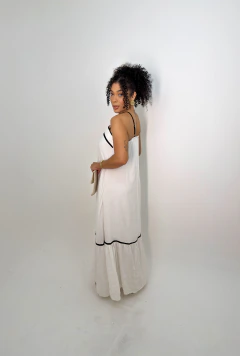 Vestido Tucano Off white com viés preto 38/40 - comprar online