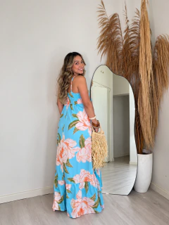 Vestido Floral Azul e Rosa 38/42 - comprar online