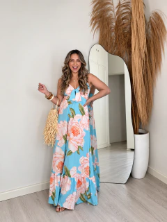 Vestido Floral Azul e Rosa 38/42