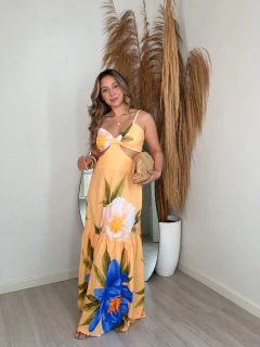 Vestido Longo Floral Amarelo 38/42
