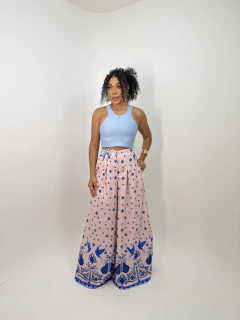 Pantalona Rosê com Azul 38/44