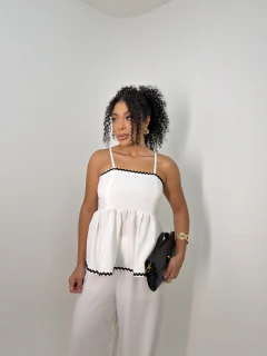 Conj. Calça + Blusa Peplum Linho 38/42 - comprar online