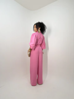 Conj. Blusa + Calça Risca de Giz Rosa 38/42 - comprar online