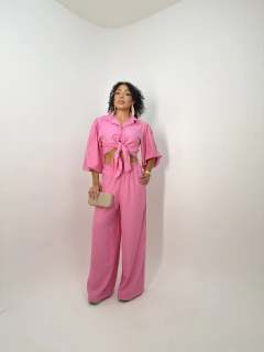 Conj. Blusa + Calça Risca de Giz Rosa 38/42
