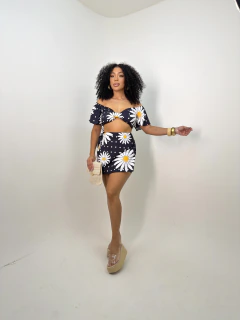 Short Saia Amarração 38/40- Girassol Poá
