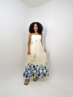 Vestido Longo Barrado Coqueir azul 38/42