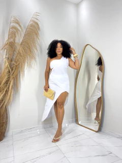 Vestido assimetrico com top branco 38/40 - comprar online