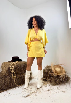 Cropped Morcego Linho Fake amarelo e preto 38/44 na internet