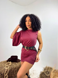 Vestido Poliamida Unilateral Vinho 36/40 na internet