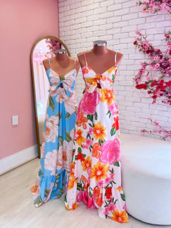 Vestido Floral Azul e Rosa 38/42