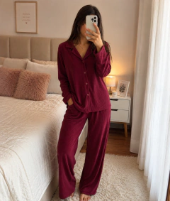 Pijama camisero de morley - Bordo - comprar online