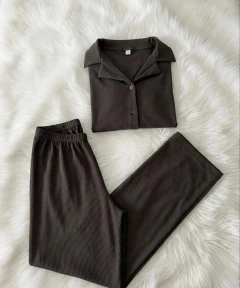 Pijama camisero de morley - Negro - comprar online