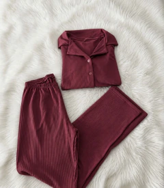 Pijama camisero de morley - Bordo