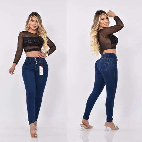 Jeans Colombianos Push Up con control de abdomen 4 botones (ref2010) - comprar en línea