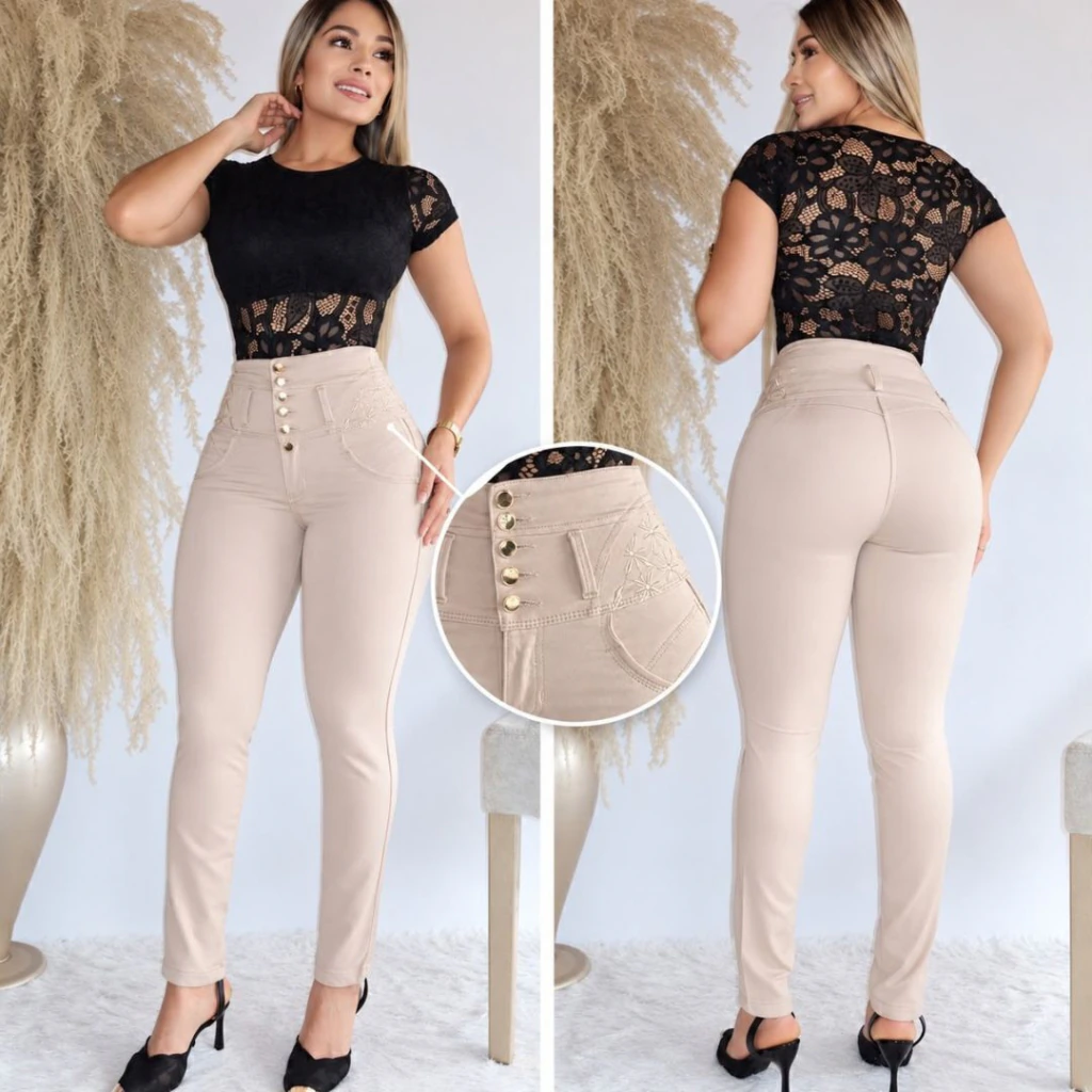 Jeans Colombianos Push Up con Control de Abdomen REF 0402
