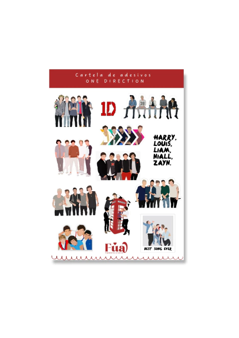 Cartela de adesivos A6 - One Direction - comprar online