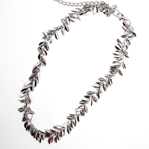 Colar Corrente Folhas Prateado - comprar online