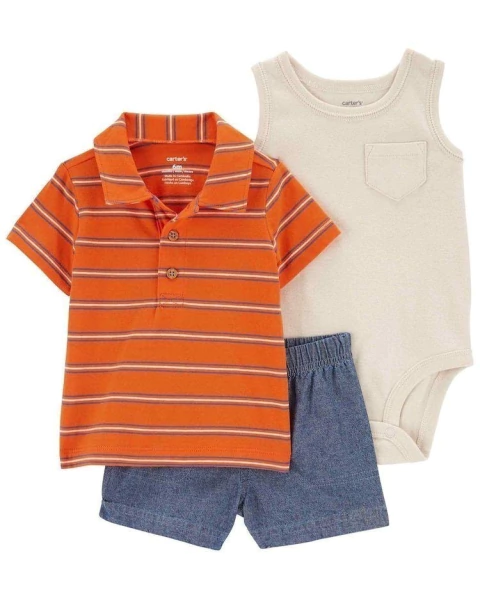 Trio Carter’s Laranja Listrado