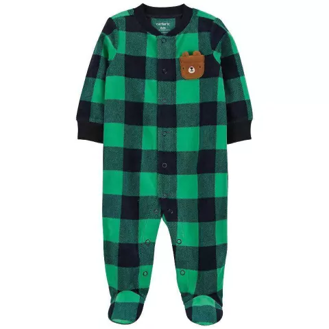 Macacão Carter’s em Fleece Xadrez com Bolsinho de Urso - comprar online