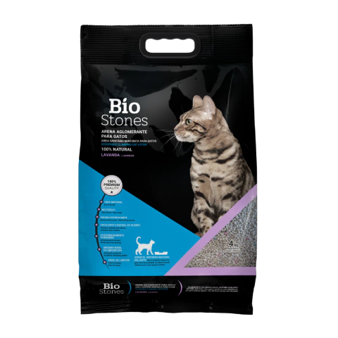 Piedras Sanitarias Bentonita Aglomerante Bio Stones Aroma Lavanda Bolsa X 4 Kg