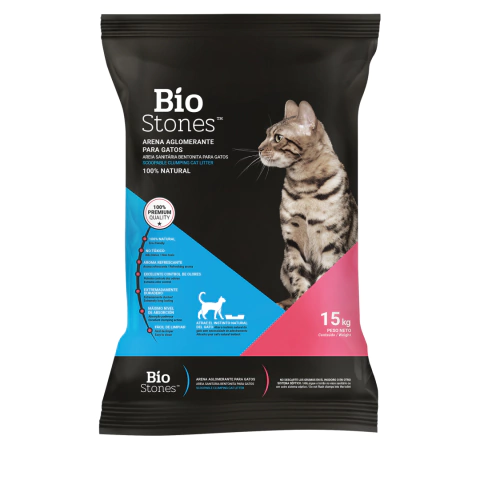 Piedras Sanitarias Bentonita Aglomerante Bio Stones Neutra Bolsa X 15 Kg
