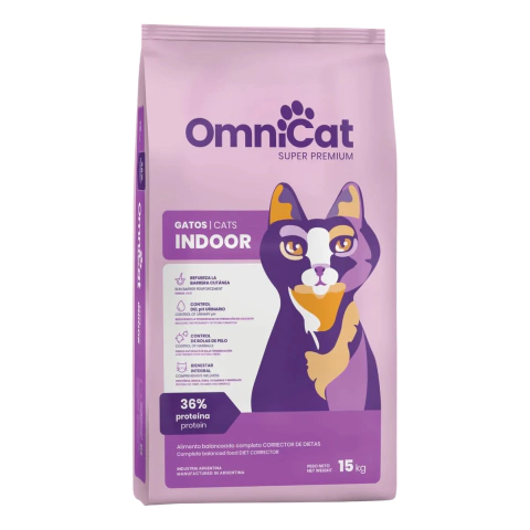 Alimento Balanceado Gatos Omnicat Premium Indoor Bolsa 15 Kg