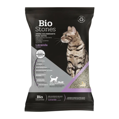 Arena Piedras Aglomerante Bentonita Sodica Lavanda Bio Stones 8 Kg - comprar online
