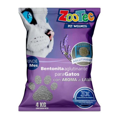 Arena Piedras Aglomerante Para Gatos Bentonita Zootec x 4 Kg Lavanda - comprar online