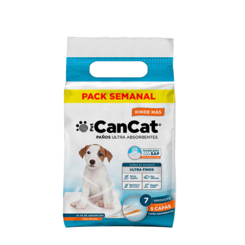 Paños Sanitarios Super Absorbentes Para Perros 60 X 60 Cm Cancat Pack X 7
