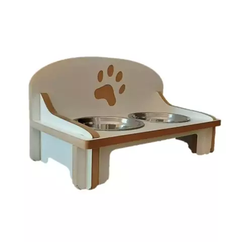 Comedero Bebedero Doble Perros 19 x 33 x 8 Cm Madera Platos