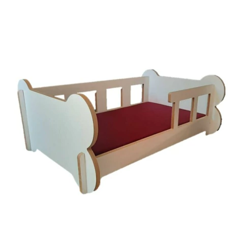 Cama Camita Para Perro Gato Mascotas Madera Colchon 50x70 Cm