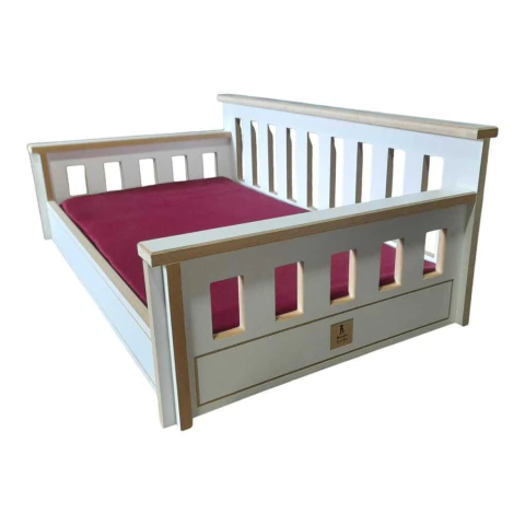 Cama Camita Para Perro Gato Nordico Madera Colchon 42x70 Cm